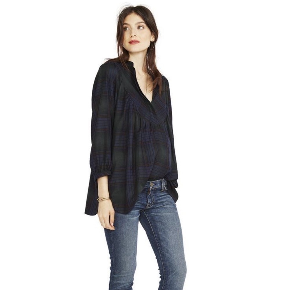 Hatch Cecily Blouse Oxford Plaid sz 2